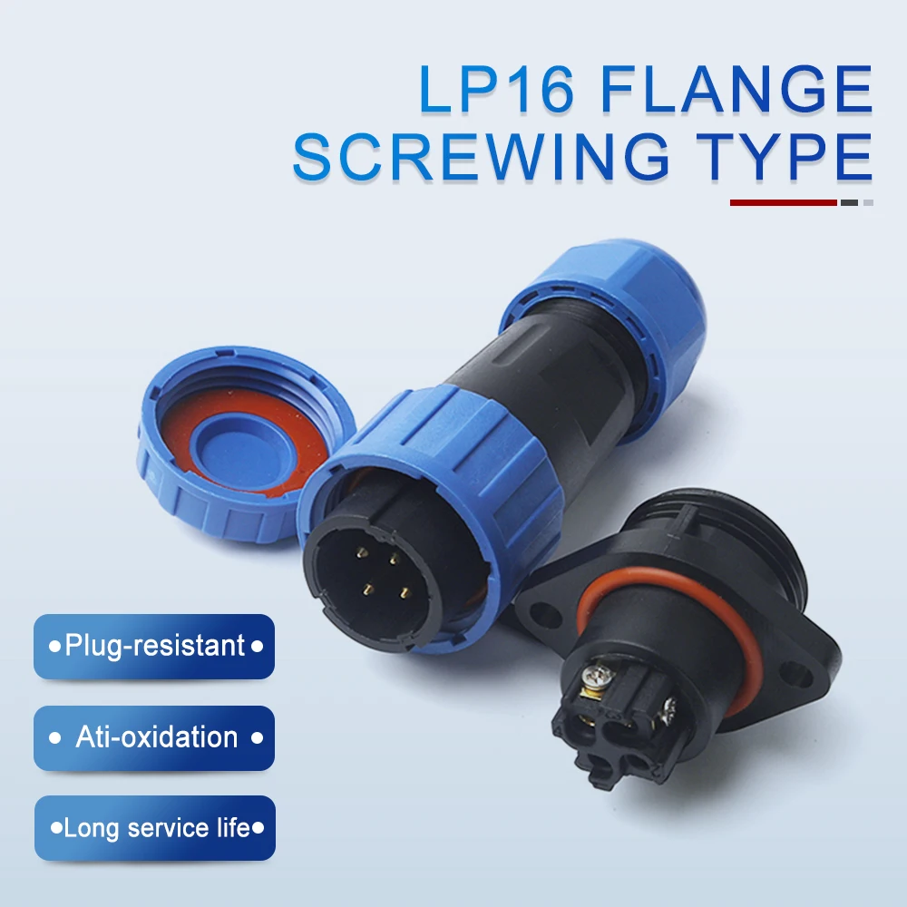 

SP16 LP16 Screws Flange Aviation Plug IP68 Waterproof Connectors Male Female No Welding 2/3/4 Pin Household/Industrial Equipment