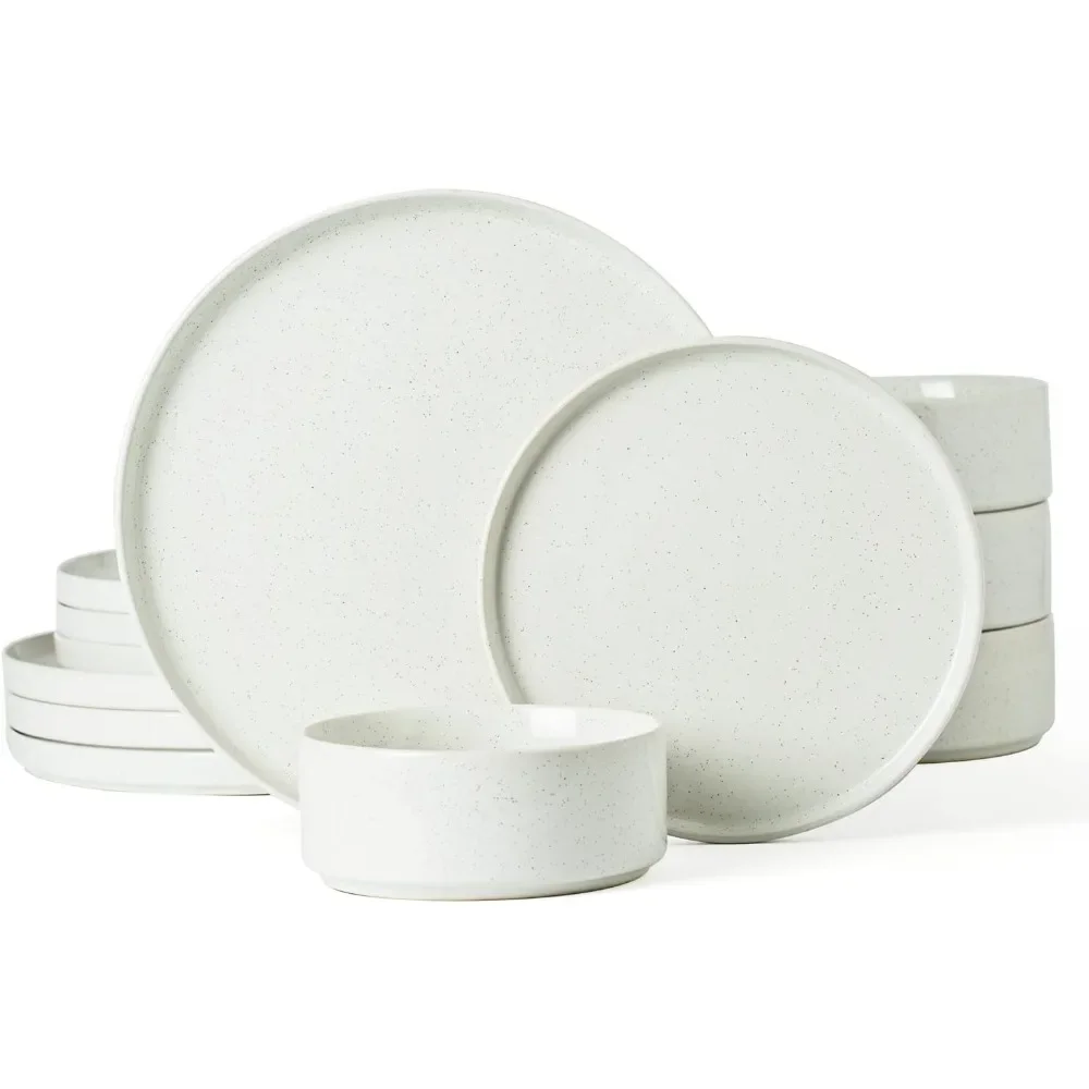 Nebula Plates and Bowls Set, 12 Pieces Dinnerware Sets, Dishes Set for 4