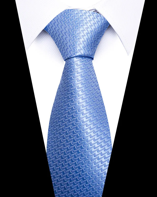 Hochwertige Hochzeitskrawatten für Männer, modisch, neuer Stil, blauer Streifendruck, Krawatten, tägliches Büro, Bekleidung, Accessoires, Geschenk für Männer – Detail 7