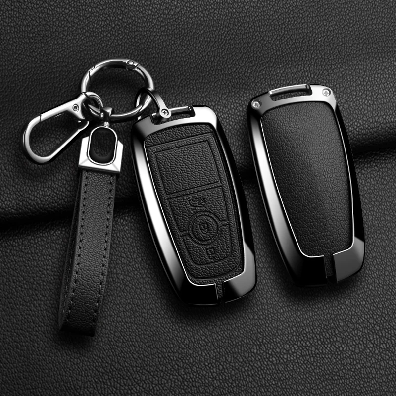 Zinc Alloy Leather Car Key Cover, For Ford Raptor F150 RC Protector Ford F-150 Raptor, Protected Keychain Bag, Car Accessories