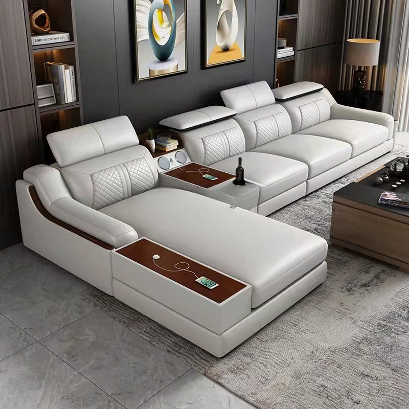 Leisure Modular Leather U Sofa Comfortable Durable Deep Furniture Sofa Set Contemporary Couch Set Luxury