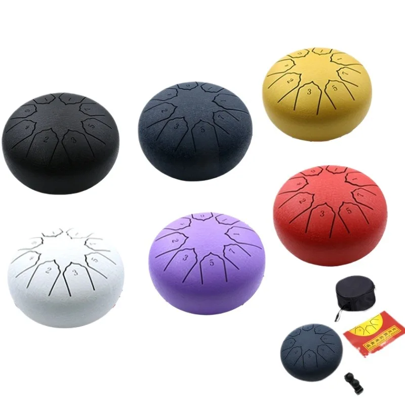 

Custom Wholesale 6 Inch 8 Notes Steel Tongue Drum Mini Handpan Drum Percussion Instrument Buddhist Drum for Kids Beginners