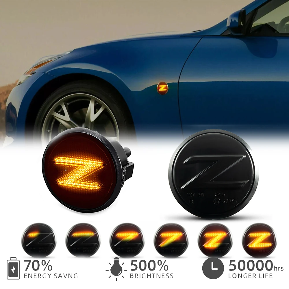 

LED Repeat Blinker Side Marker Turn Signal Light Canbus For Nissan 370Z Coupe Z34 Nismo Roadster Indicator Warning Lamp 2Pcs
