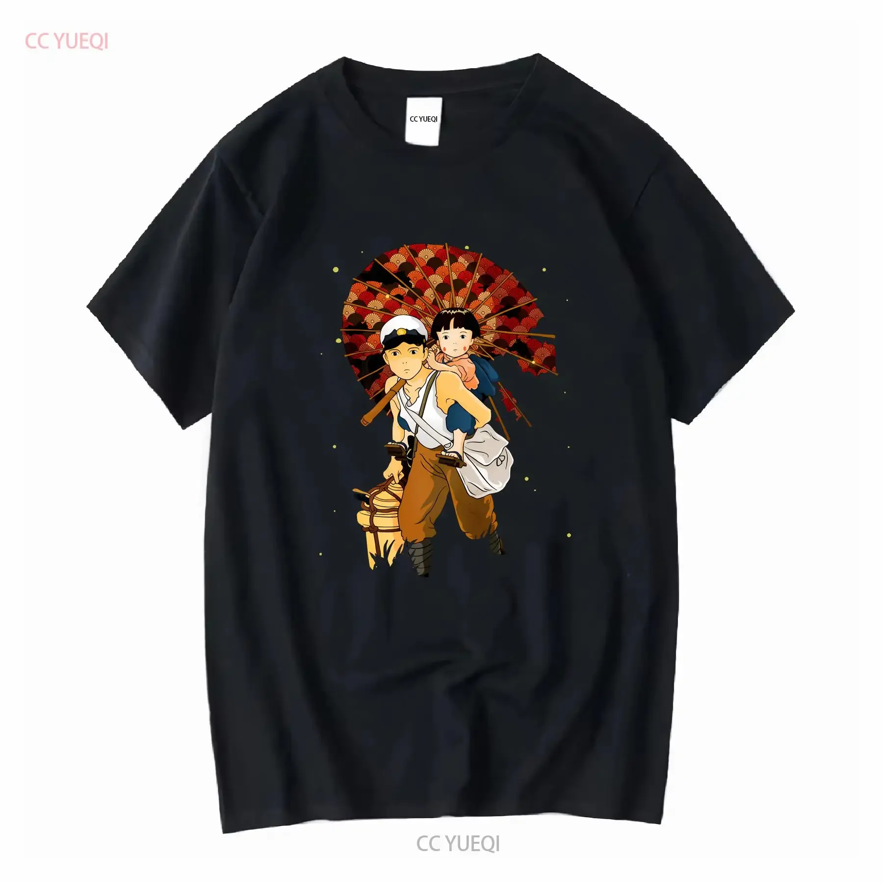 Grave of the Fireflies T-Shirt, Größen: Baumwolle, ANI 989784, Vintage-Stil, gewaschen, weich, atmungsaktiv, leicht dehnbar