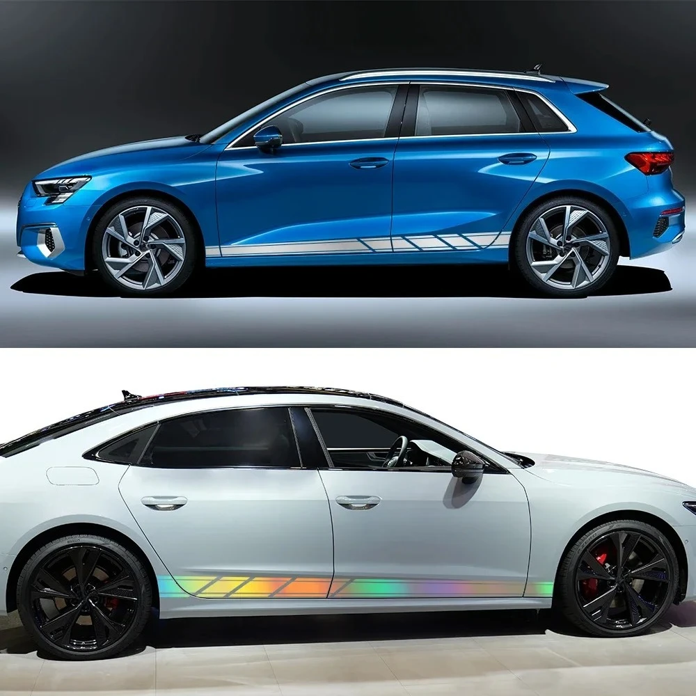Car Racing Stripes Sticker Side Door Vinyl Decals Auto Accessories For Audi A3 8V 8P 8L 8Y S3 RS3 Sedan Sportback TFSI Limousine view 3
