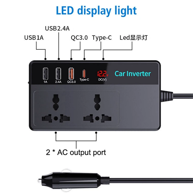Super Sale Car Power Inverter DC 12V 24V to AC 220V Cigarette Lighter Adapter Transformer Car Transformer Convert