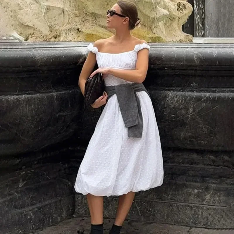 

Ticketsx Off Shoulder Hollow Out Dress White Lace Up Backless Sleeveless Slim Maxi Dress Fashion Birthday Party Evening Dresses