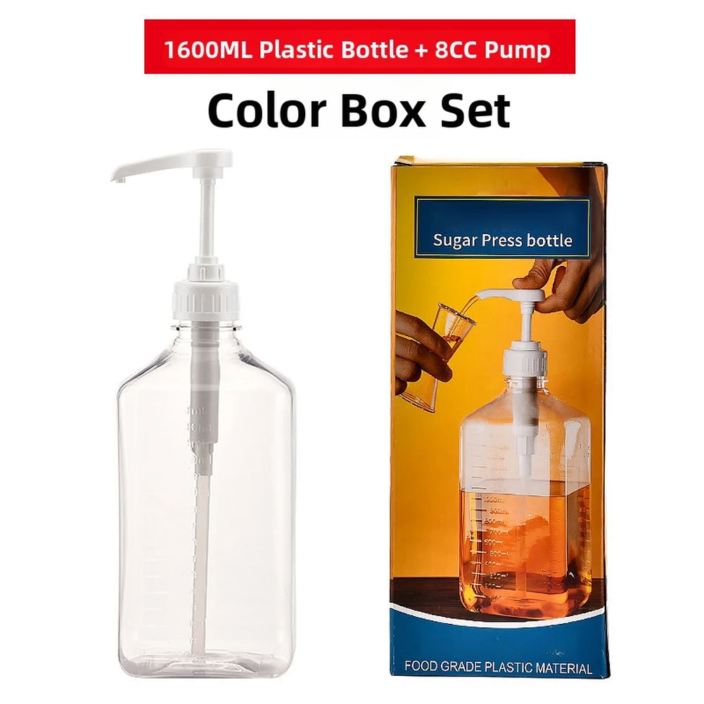 Plastic 1600ml Syrup Pump Dispenser For Coffee Fructose Sauce Shampoo Liquid Bottle Precise 5cc 10cc Dosage Home Cafe Kitchen Ga