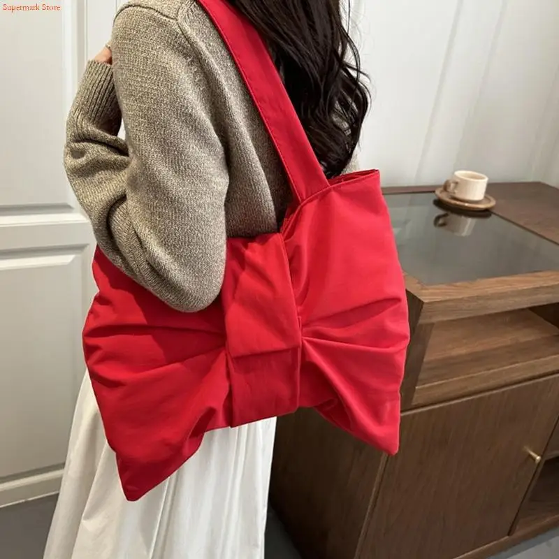 

Q5WE Стильная, украшенная бантами, просторная внутренняя сумка подмышки, большая вместительная износостойкая нейлоновая сумка на