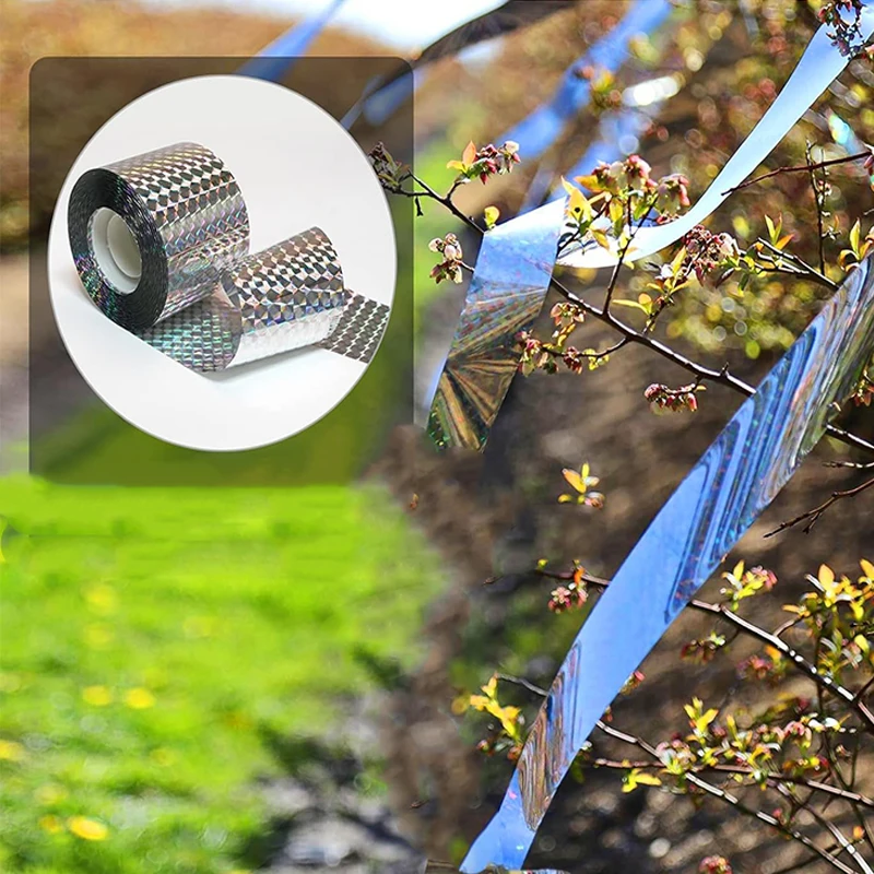 Double Sided Holographic Flash Reflective Bird Tape Laser Bird Scare Tape Anti-Bird Scare Tape Ribbon for Garden Orchard Farm