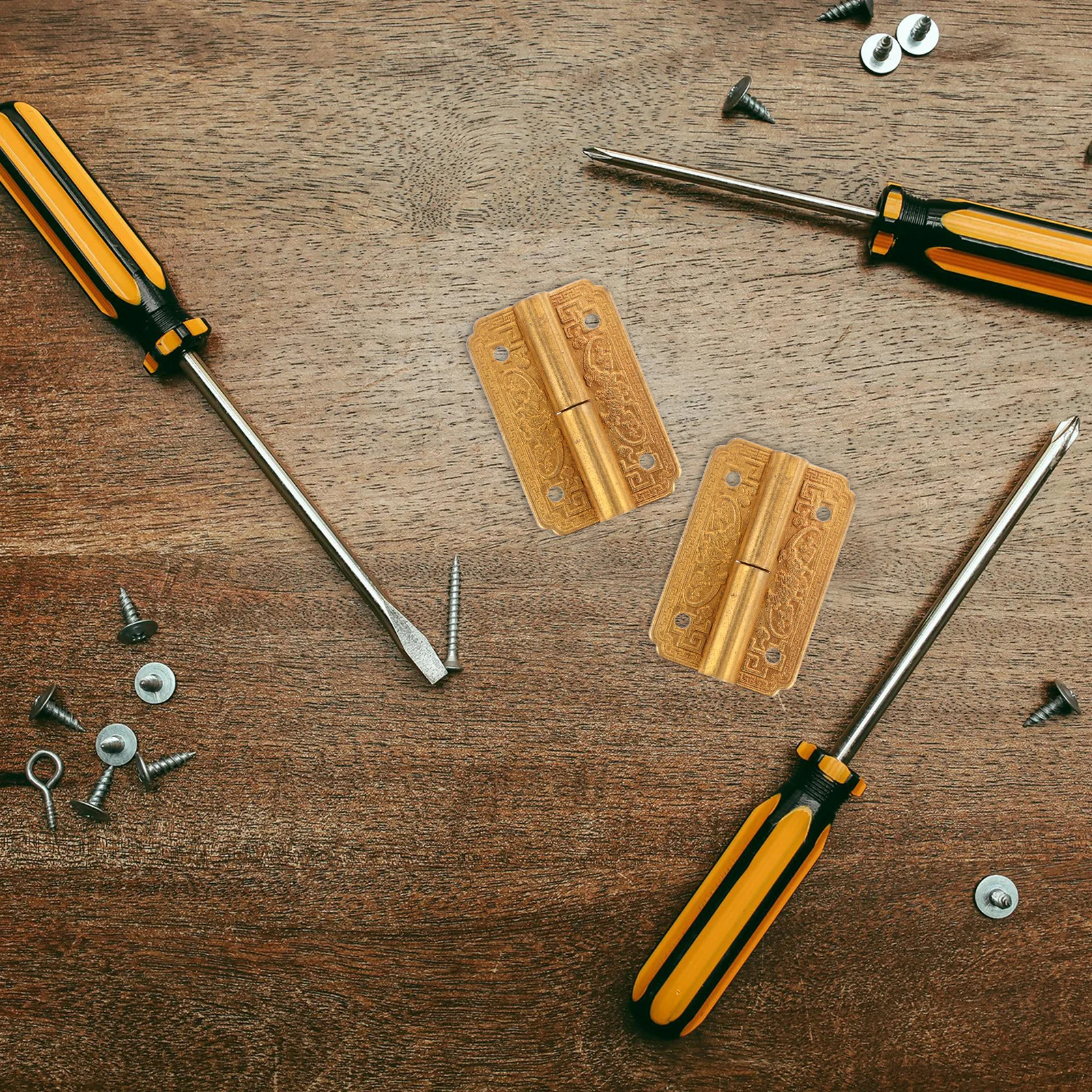 

2pcs Brass Hinges Vintage Style Decorative Hardware For Jewelry Box Wooden Chest Furniture Cabinet H-Shape Hinge Tool Box Hinges