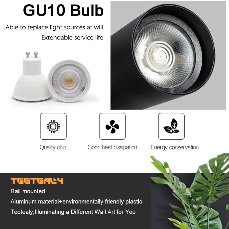 Led Track Light Fixture GU10 Interface Track Lighting Wall Lamp Rail Spot Lights Led Spotlight Clothing Shop Store Home 220V