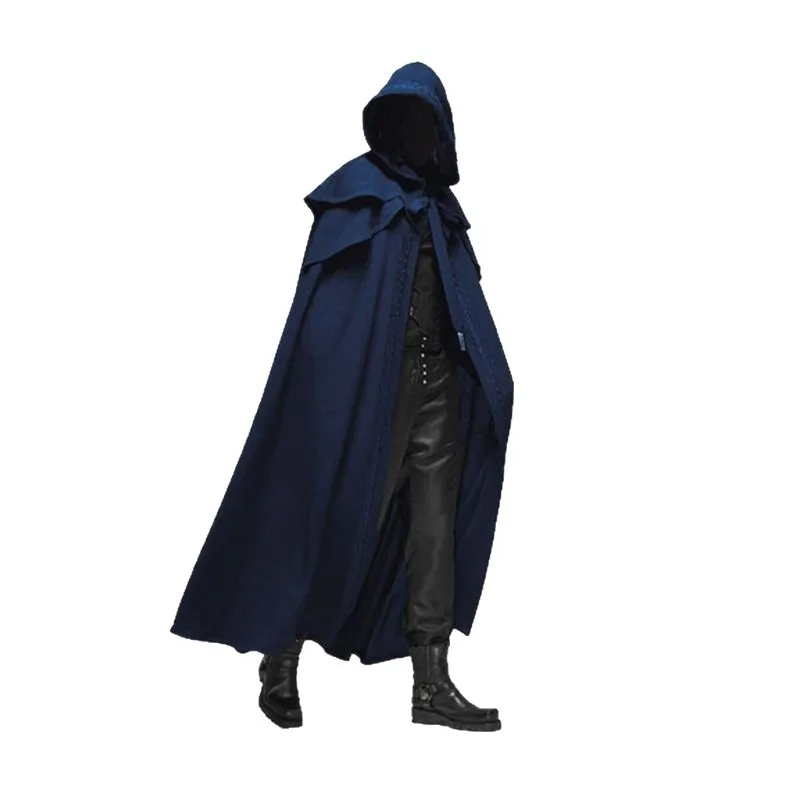 Unisex Full Length Hooded Robe Cloak Long Velvet Cape Cosplay Costume