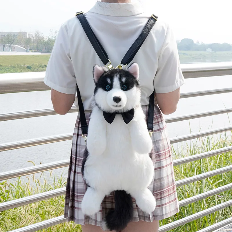 Śliczny pluszowy piękny plecak dla psa Husky Kawaii tornister dziewczęcy chłopcy przedszkole urodziny festiwal prezent