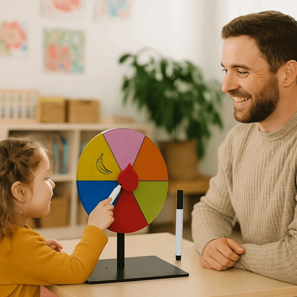 ABS Reusable Fortune Wheel Spin Wheel Stable Base Color Roulette Wheel Interactive Editable Table Prize Turntable Birthday Party