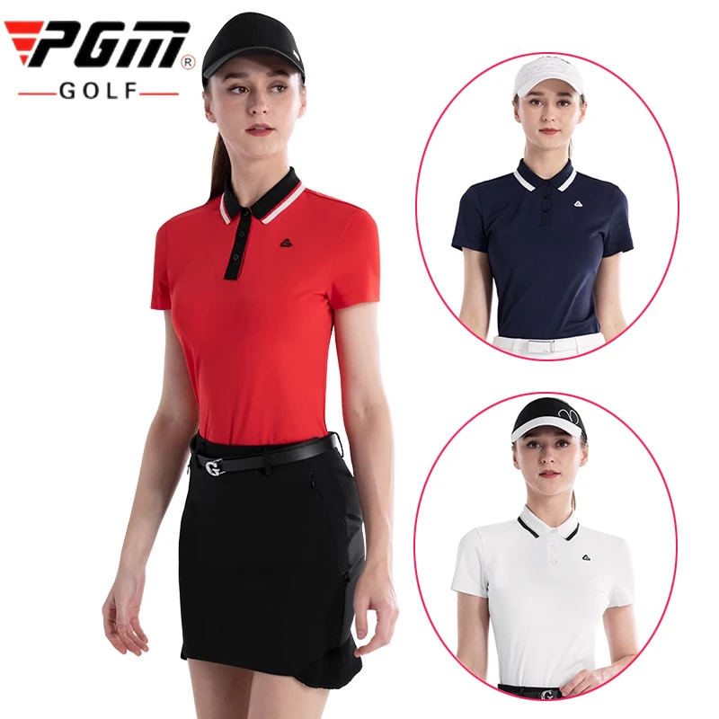 2024 Pgm Golf Wear Women Casual Polo Shirt Summer Slim Sport Golf Apparel Ladies Short Sleeve Quick Dry Breathable Tops S-XL