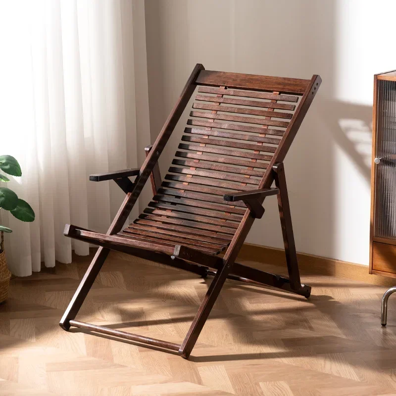 Installation-free recliner folding lunch break Sitting and reclining Bamboo sleeper chair Strong and durable Lazy balcony