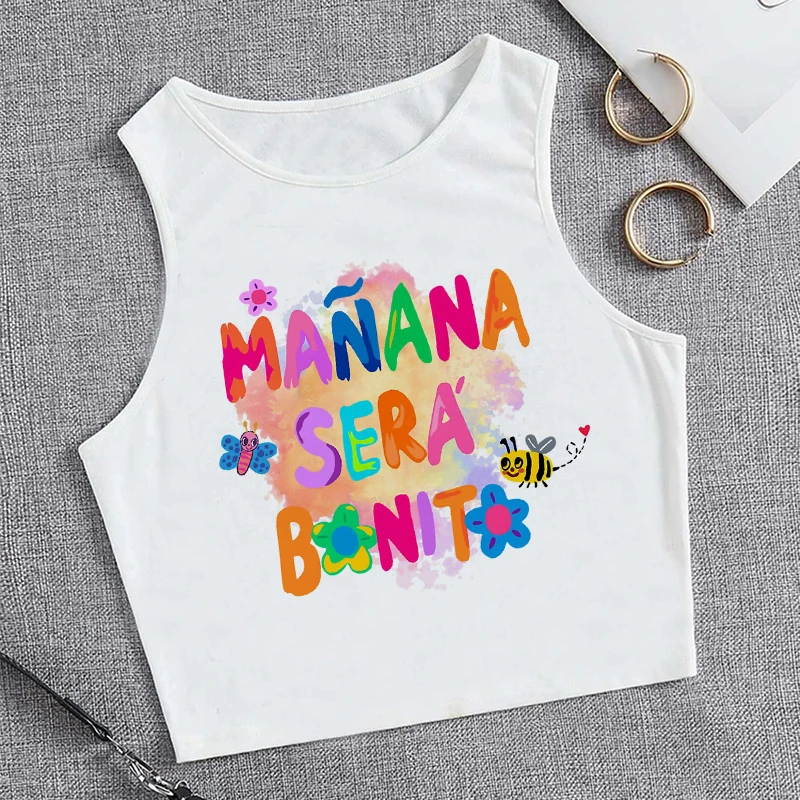 Streetwear T-shirt Vest Tank Top Crop Top Manana Sera Bonito Bichota Karol G T Shirt Women Tshirt Trendy Clothing Tee Cropped