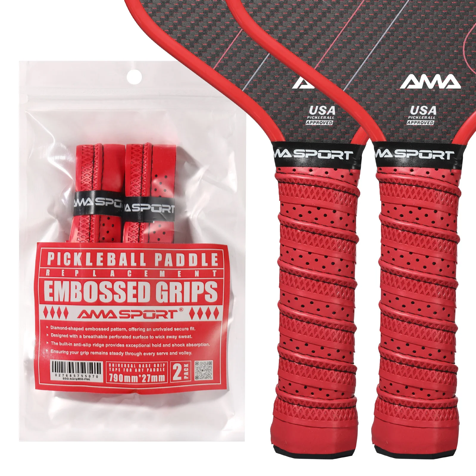 

Лента для обмотки ручки ракетки AMA SPORT для пиклбола с амортизацией, 12 цветов, подходит для всех ракеток для пиклбола/тенниса.