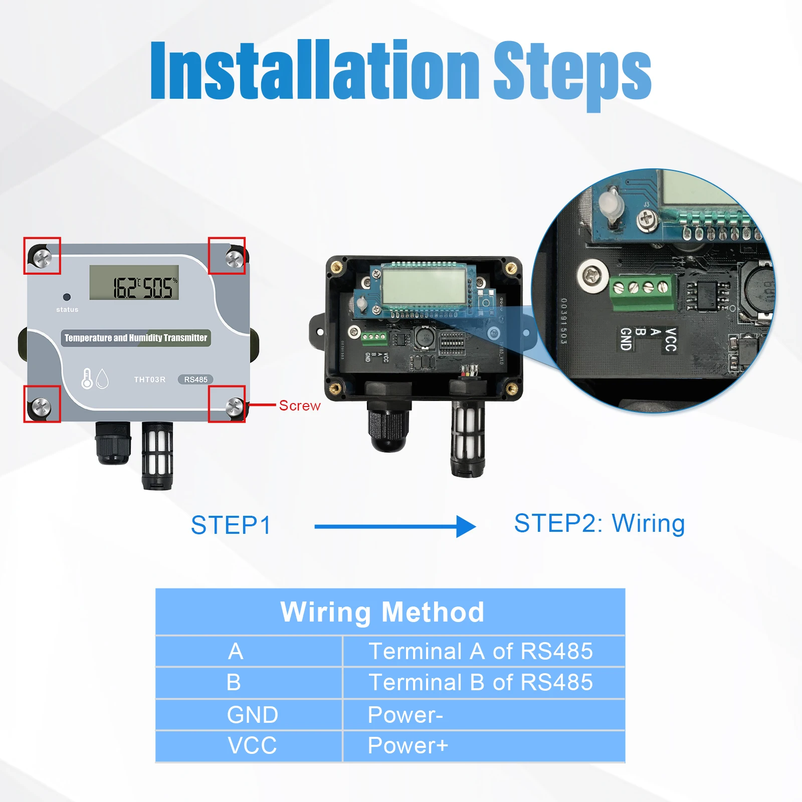 Wall-Mounted RS485 Output Smart Building Automation Climate Controller Temperature and Humidity Sensor Transmitters
