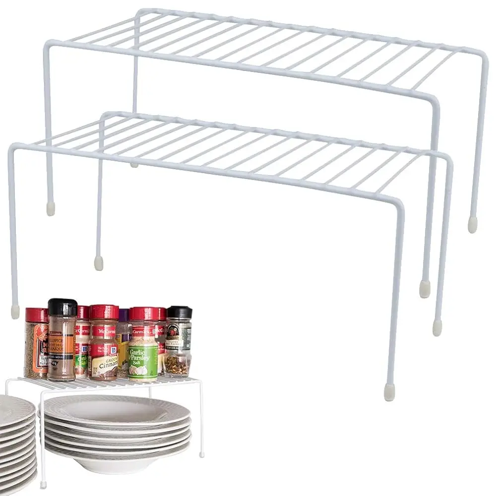 

Wire Ra Cabinet Shelf Organizer -2 Pa Sturdy Metal Cabinet Riser Shelf - Double Space-Great For Kitchen, Freezer, Pantry