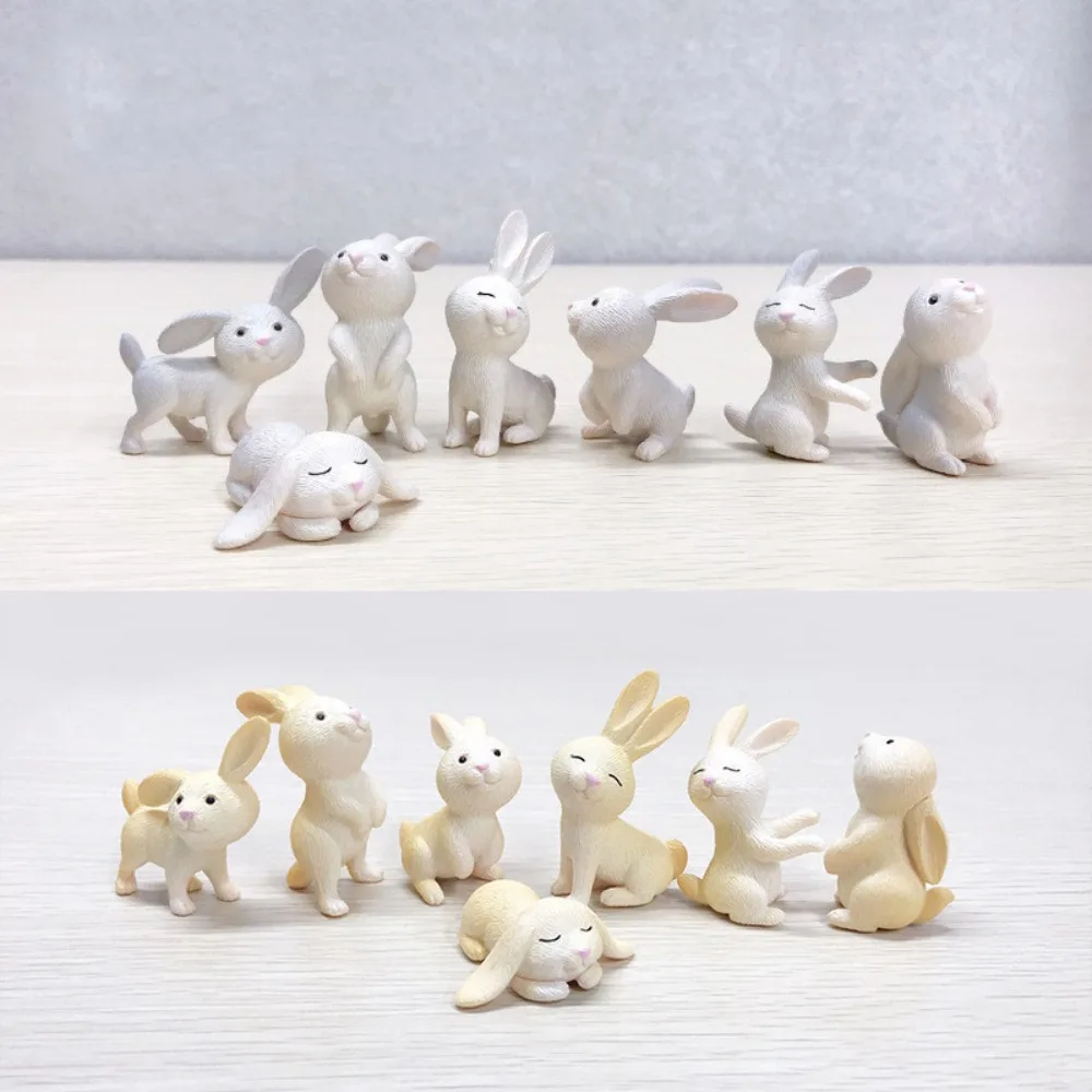 Easter Decoration Resin Rabbit Cake Decor Hare Ornament Easter Babbit Figurines 3D PVC Micro Landscape Figurines Home Decor