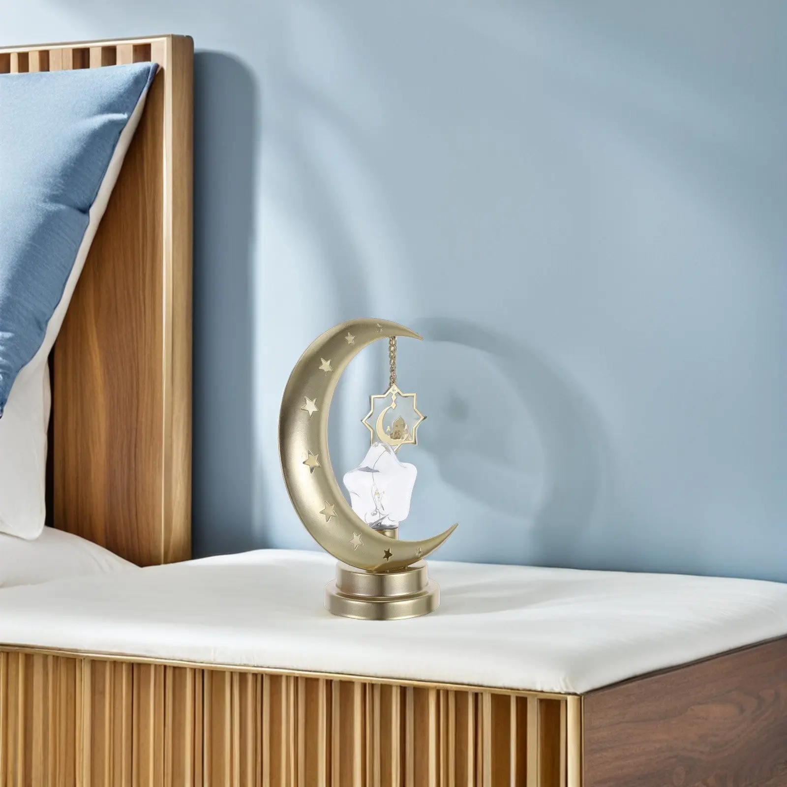 LED Moon Ornament Iron Moon Shape Romantic Soft Glow Nightstand Night Light Bedroom Decor Decorative Lighting Cozy Atmosphere