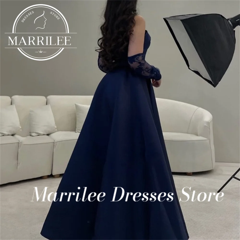 Marrilee Customized Elegant A-Line Floor Length Stain Evening Dresses Formal Occasion Strapless Sleeveless Prom Ball Gowns