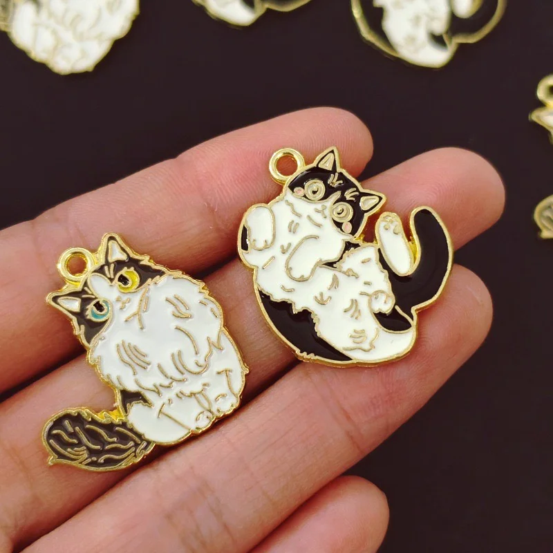 

Wholesale 50pcs/lot color drop oil animals cartoon cats shape alloy floating locket beads diy jewelry garment hair accessory