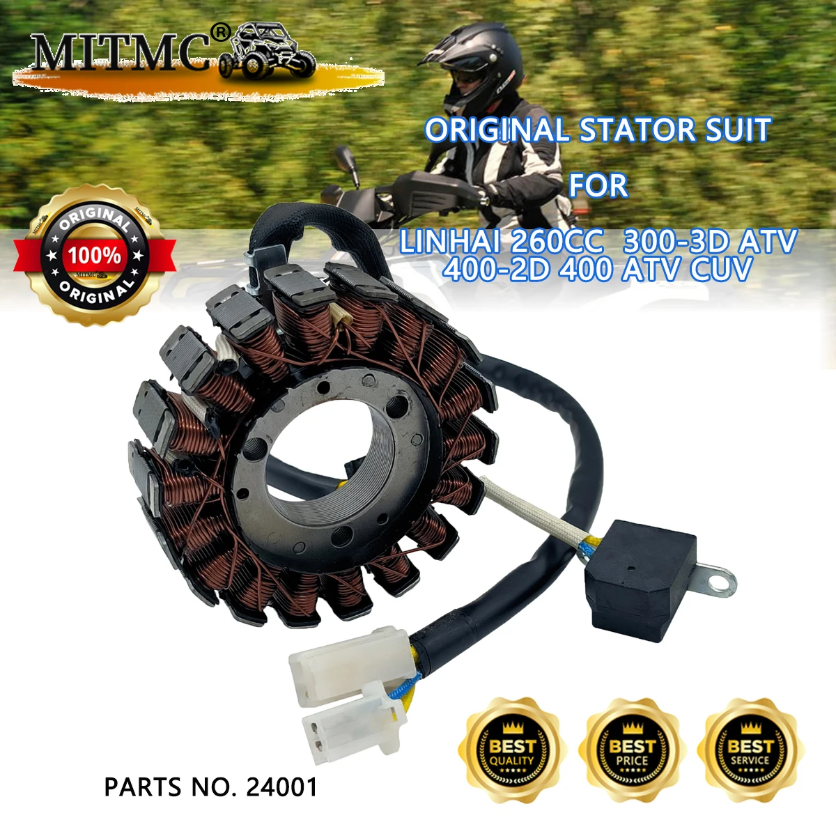 

Original Magnetic Motor Magneto Stator Suit 93mm For LINHAI 260cc ATV 300-3D, ATV 400-2D, 400 CUV Quad GO KART 24001