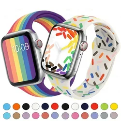 Macaron Silicone Sport Band for Apple Watch Strap 49mm 44 45 40 41 42mm 38mm Bracelet Iwatch Series9 8 7 6 5 4 SE Ultra 2 Correa