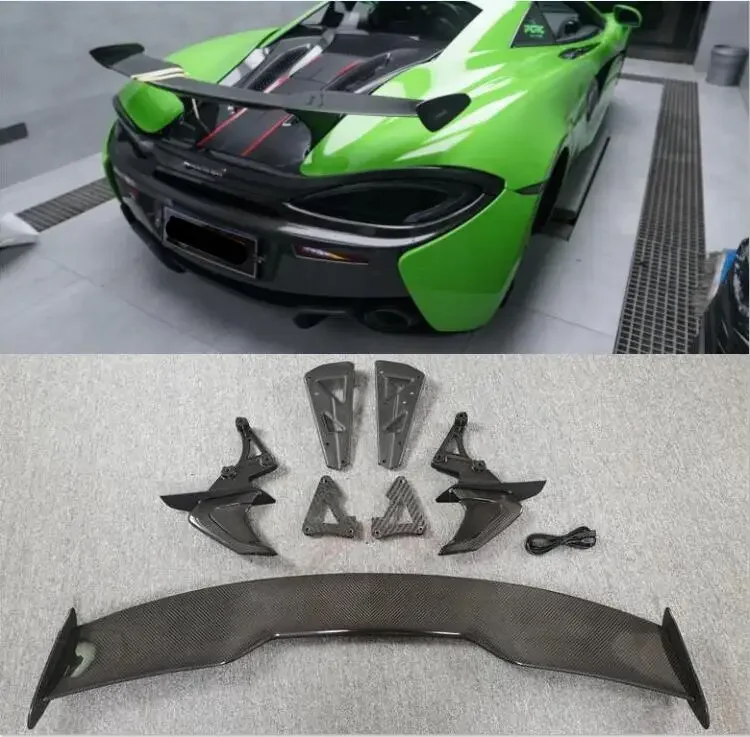 DRY CARBON FIBER REAR WING TRUNK LIP TAIL WITH FLAP SPOILER FOR McLaren 540c 570s 570GT 2016-2022 Mo Style