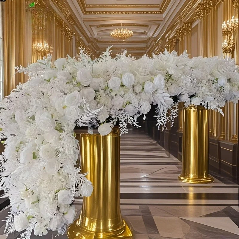 الفاخرة زهرة اصطناعية صف الزفاف الجدول محور الزهور الزفاف 2026 ديكور الطابق زهرة عداء قوس ديكو المرحلة الأزهار