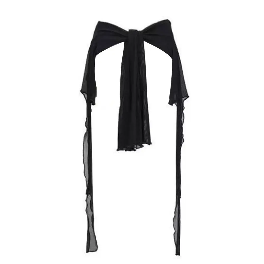 Jeans Pants Decor Irregular Jazz Dance Scarf See Through Streetwear Y2K Belt Harajuku High Waist Waistband