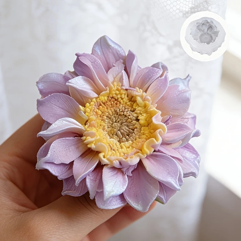 Molde de silicona Dreamy Dahlia, flexible, no deformable, fácil de desmoldar, para velas artísticas DIY, jabón hecho a mano, adornos de resina, estilo INS.