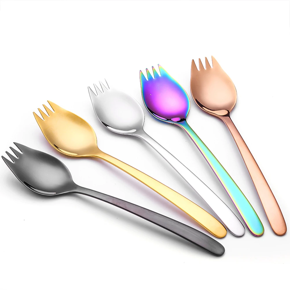 

Spoon Fork Scoops Ainless Steel Sporks Salad Fruit Heavy Duty Stainless