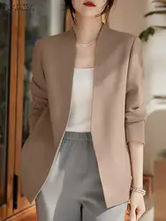 ZANZEA Long Sleeve Autumn Suit Coats Women V Neck Office Lady Elegant Blazer Korean Fashion Casual Commute Solid Blazer Tops