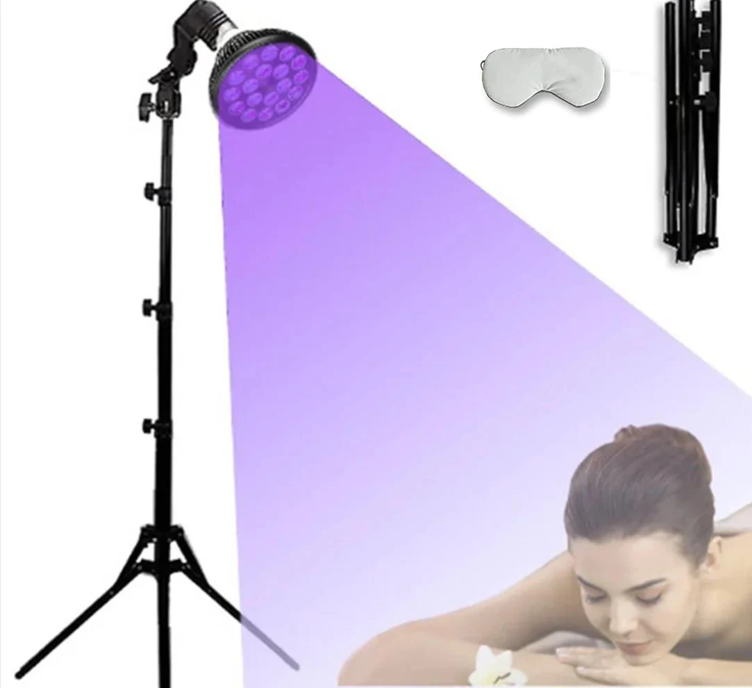 Supporto da pavimento per fisioterapia a infrarossi lontani a LED, lampada di bellezza, terapia Par38, luce blu, viola, 360nm, 395nm, 54W, 360 nm,