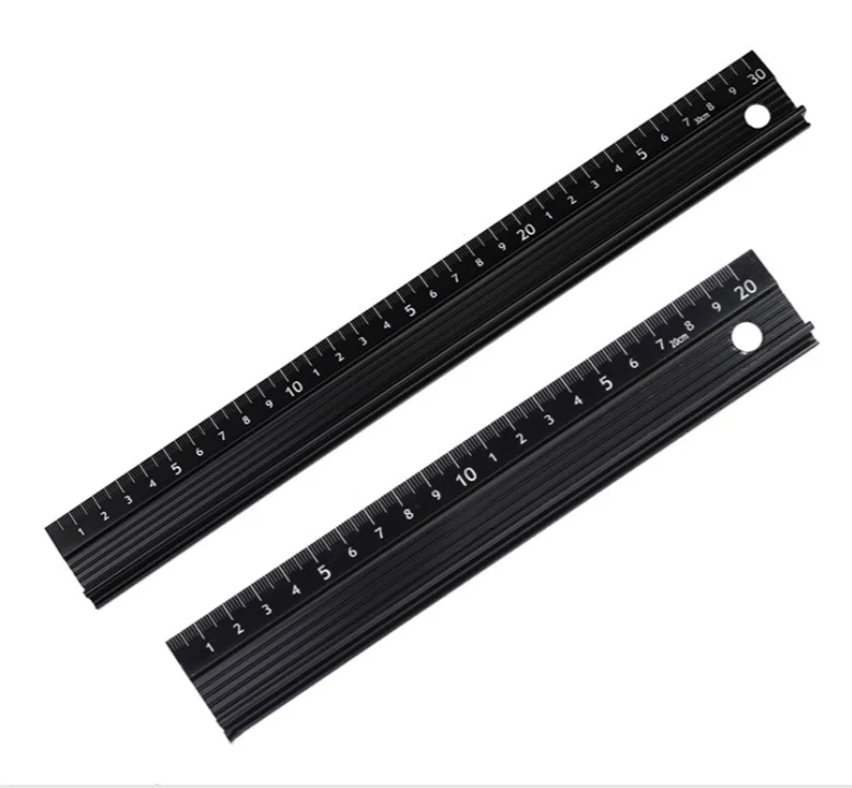 Multi-function Aluminum Alloy Hand Protective Ruler Non-slip Straight Ruler Wood Cutting Straight Ruler Woodworking Ruler Tool