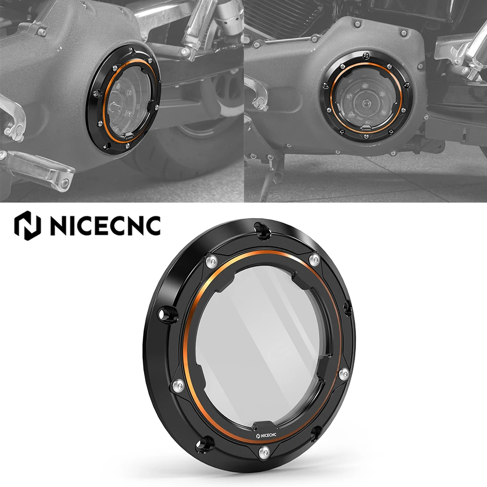 

NICECNC For Harley Dyna Wide Glide 1999-2013 Fat Bob Street Bob 2008-2013 Low Rider 1999-2009 Transparent Derby Clutch Cover