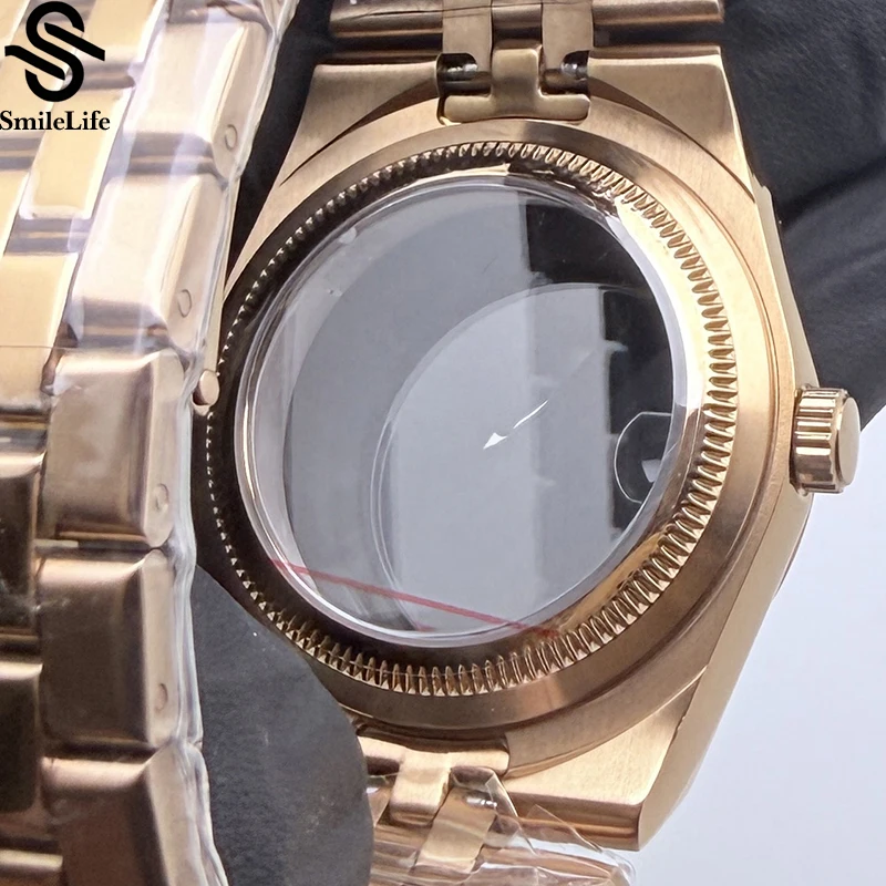 SmileLife 39.5 مللي متر RoseGold Land-Dweller ساعة مع حزام الياقوت الزجاج 33.8 مللي متر الطلب صالح NH35 ساعة يد تعمل بالحركة اكسسوارات