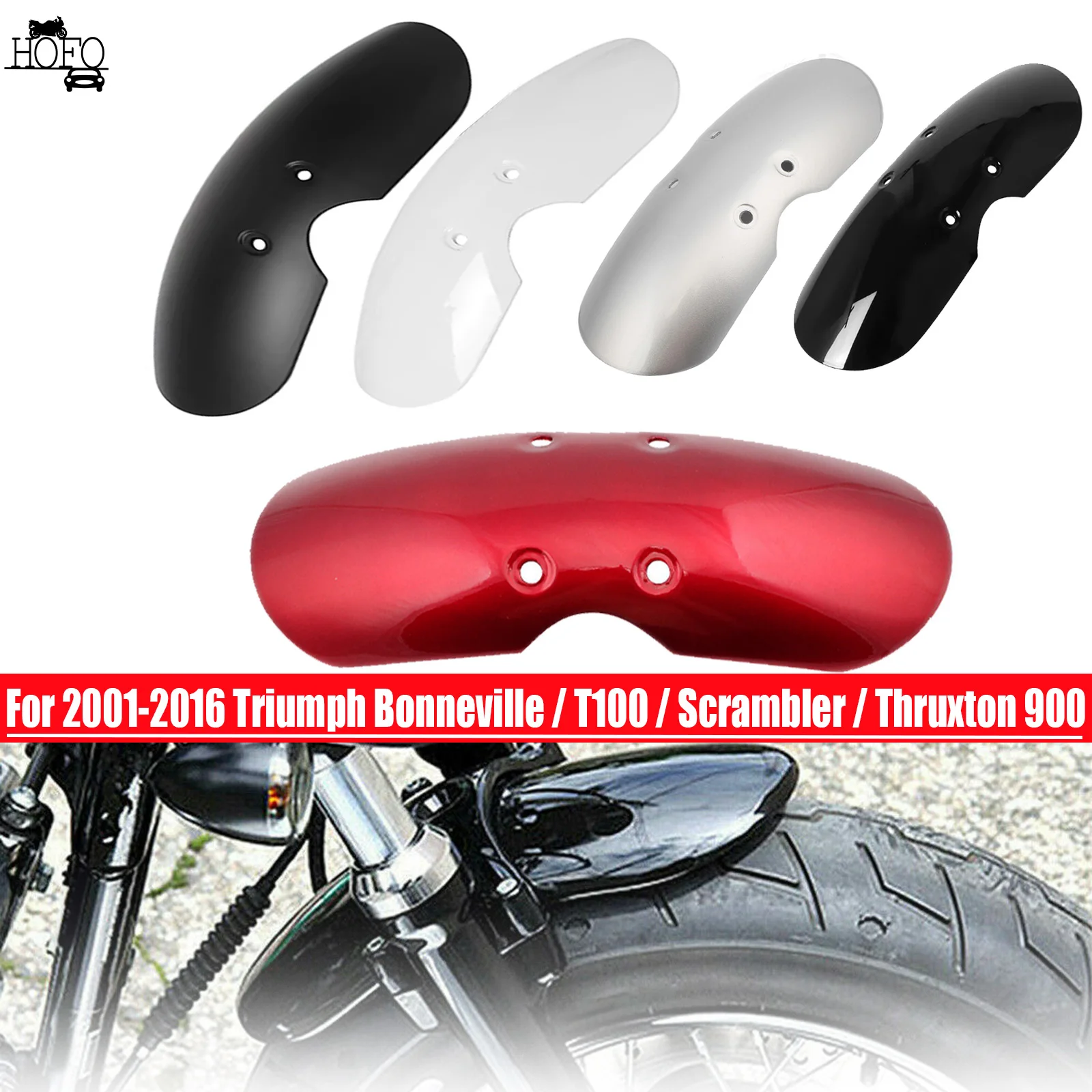 

Motorcycle Short Front Fender Mudguard Fairing Splash Cover Black/ Red Motorbike Chopper Bobber