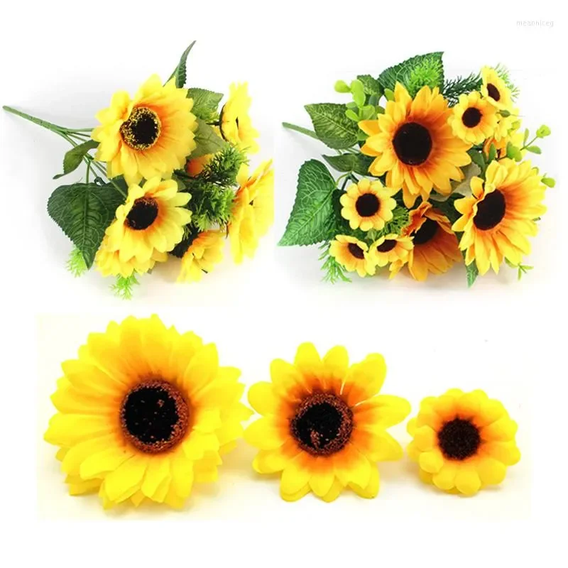 

Beautiful Silk Sunflower Bouquet, Artificial Simulation, DIY Flower Wreath, Home Garden Party, Wedding Decoration Flowers