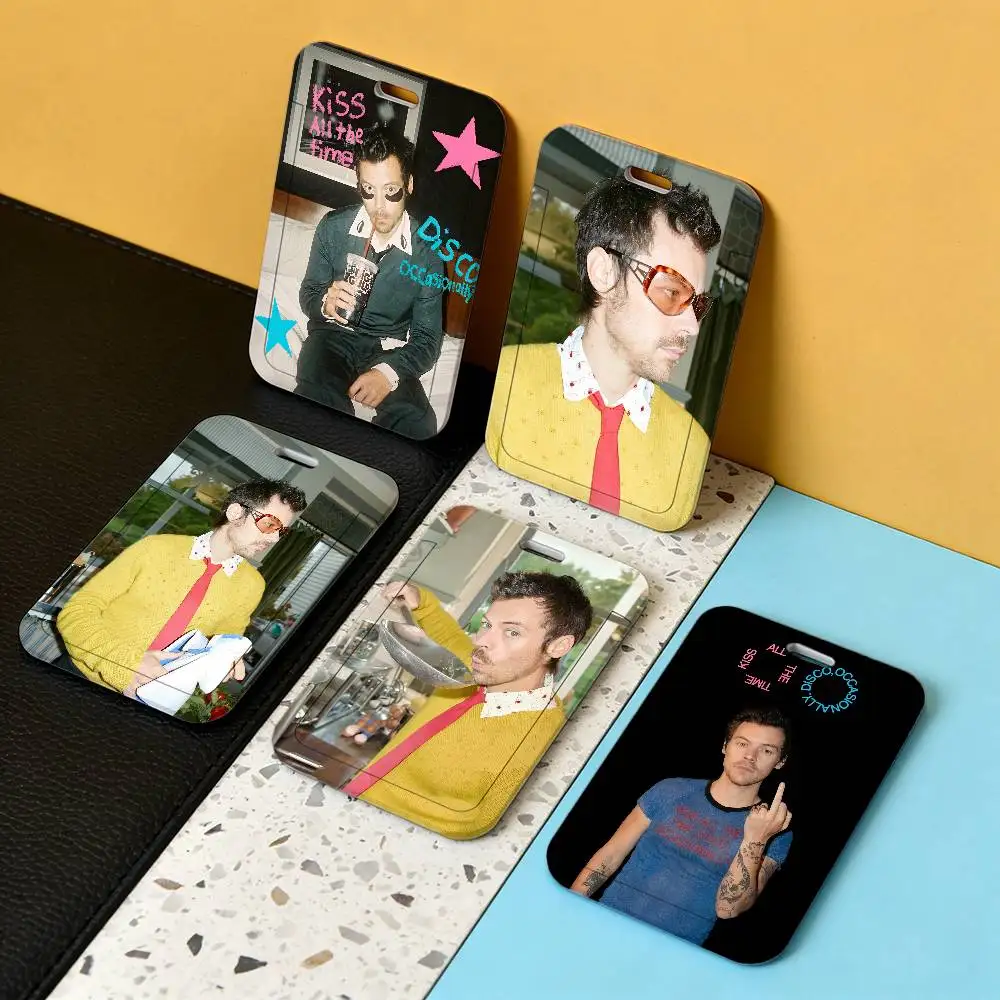 Porta Tarjetas Transparente Singer H-Harry S-Styles Kiss All the Time, Funda Protectora de Plástico para Empleados, Cordón para Cuello, Porta Identificación Laboral, para Autobús