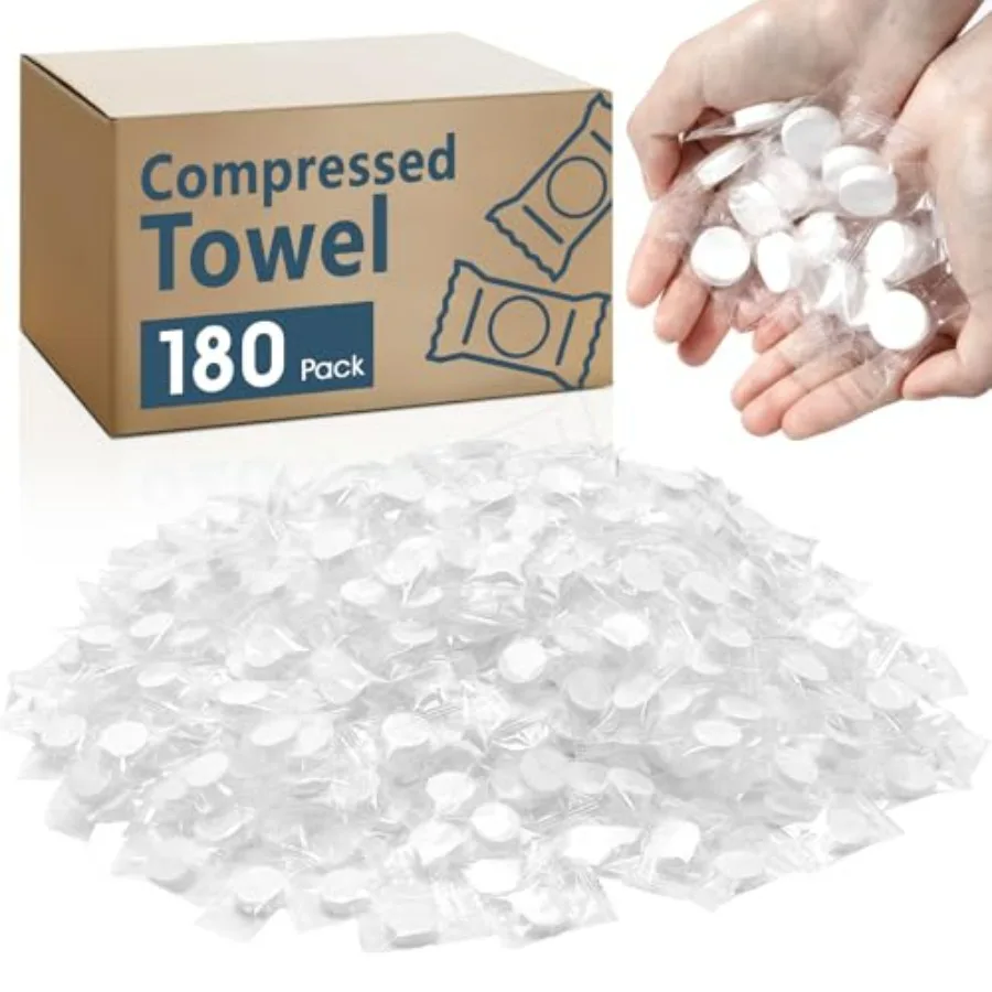 180 PCS Compressed Towel, Mini Compressed Towel Tablets, Disposable Compressed Face Towels, Camping Towel, Portable Bulk Compre