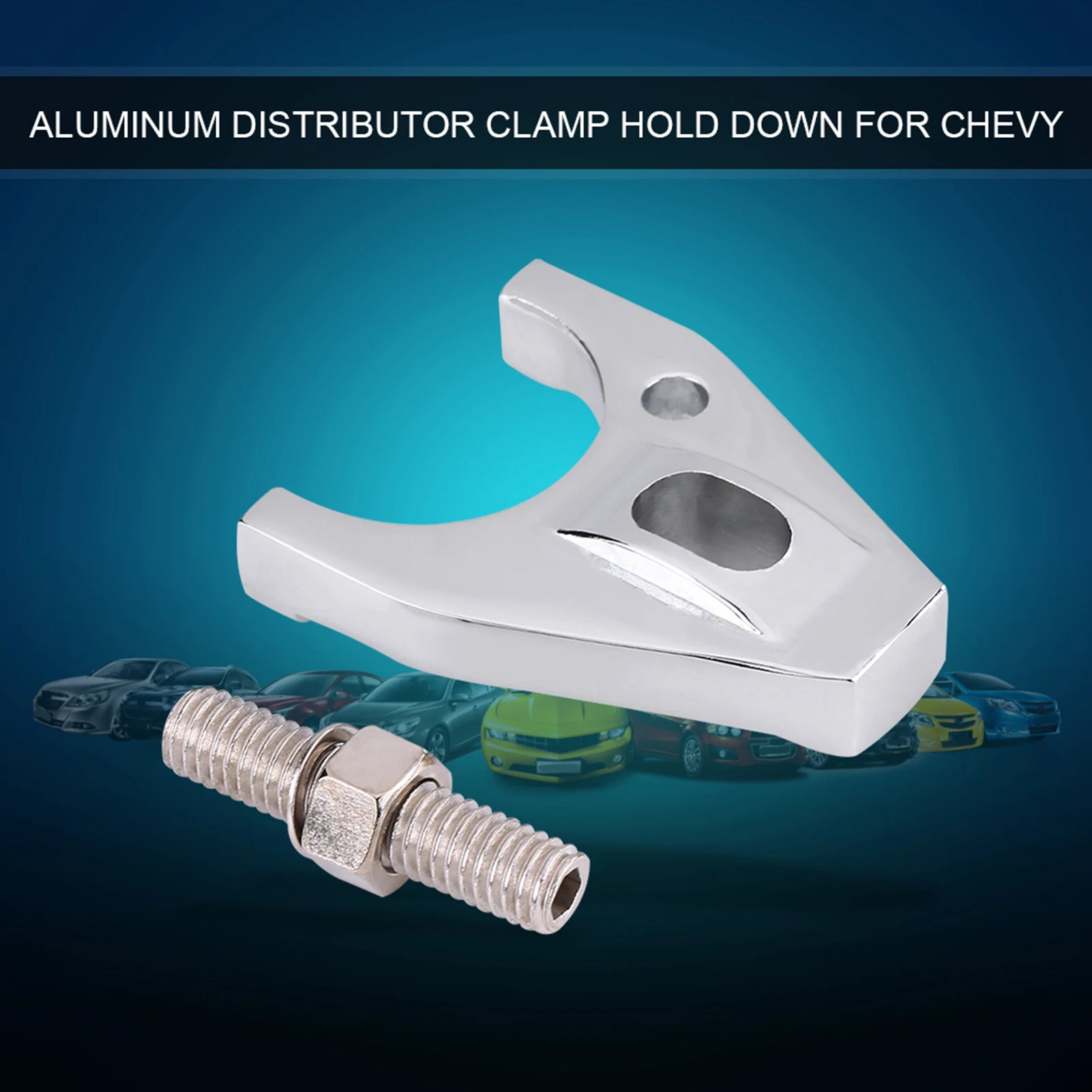 Chrome Billet Aluminum Distributor Clamp Hold Down For Chevy SBC BBC SB BB HEI Electronic