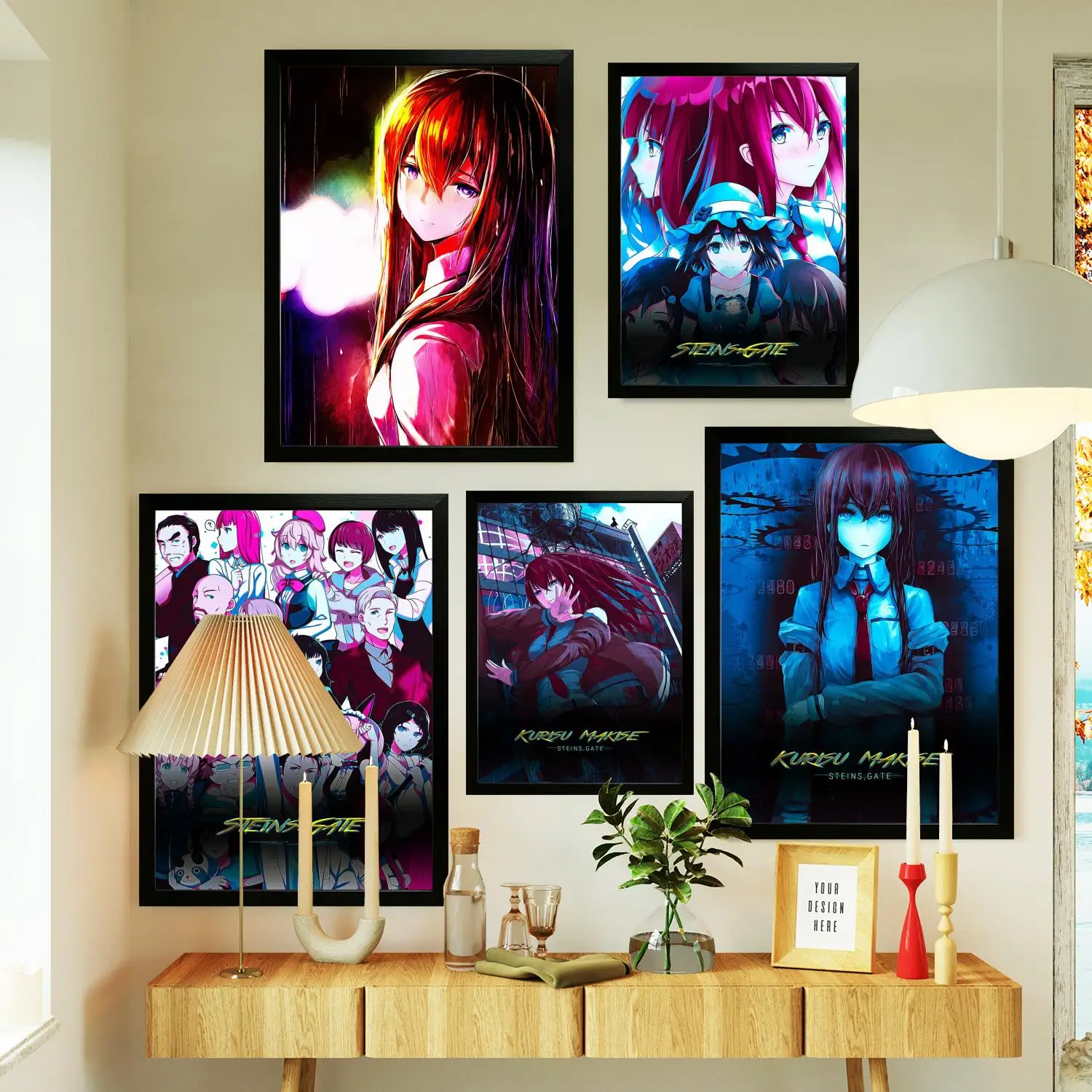 Steins Gate Anime Poster Prints Wall Art Canvas Painting Poster For Modern Family Living Room Home Decor