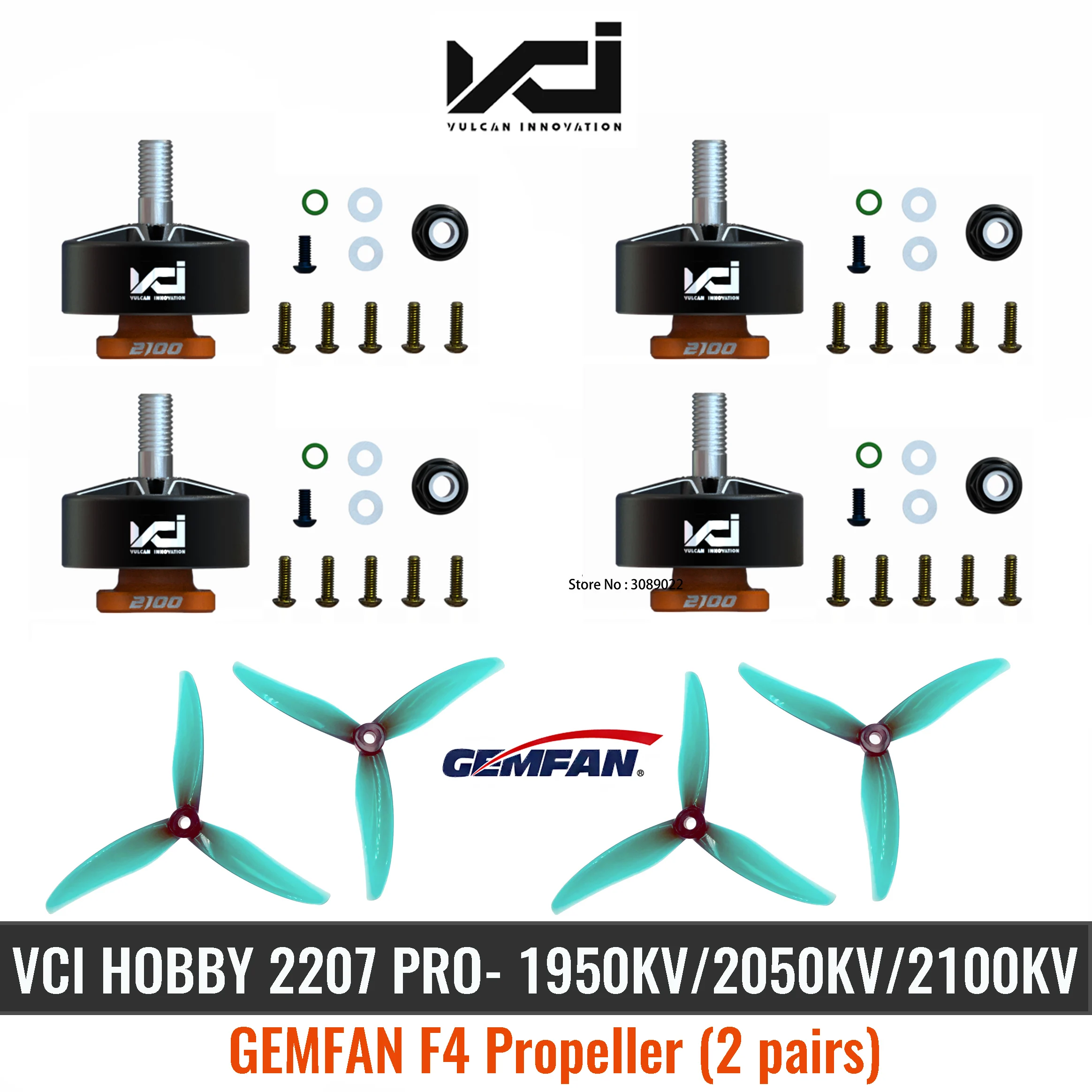 VCI HOBBY 2207 PRO 1950KV 2050KV 2100KV 6S FPV Brushless Motor GEMFAN F4 Propeller For FPV RC Multicopter Freestyle Racing Drone