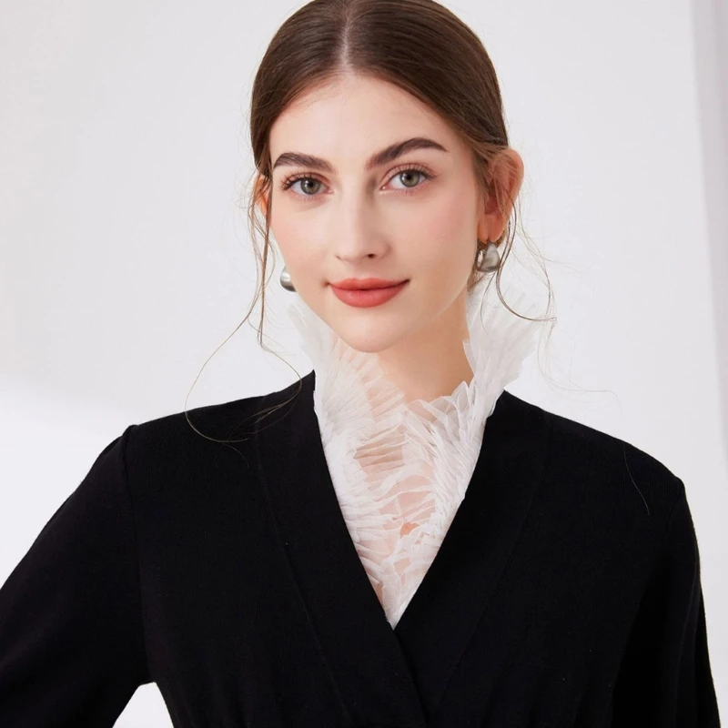 Accesorio para mujer, blusa media camisa con cuello falso malla con volantes extraíble, envío directo