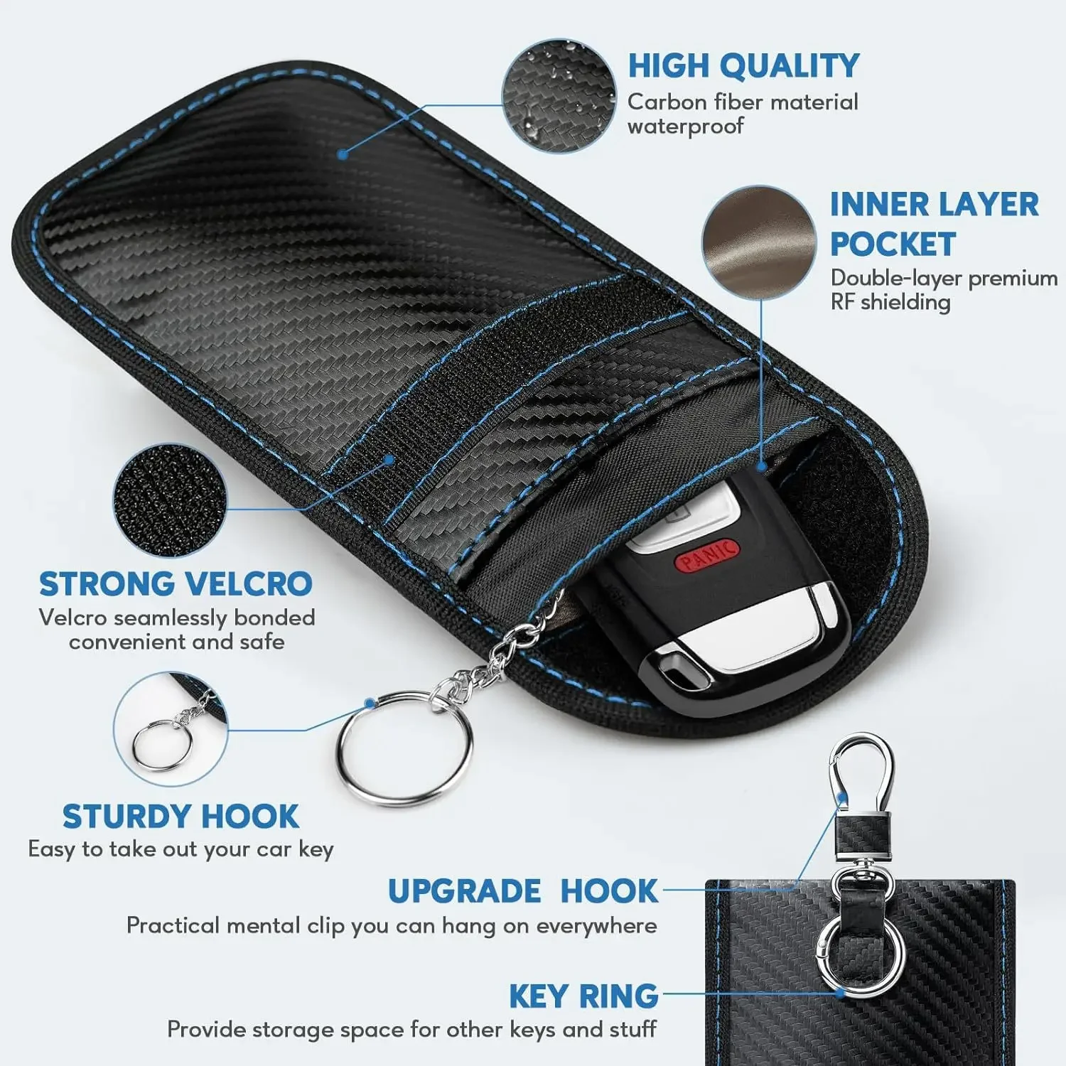 Car Shielding RFID Carbon Fiber Key Pouch Red And Green Anti-Tracking GPS Keyless Automobile Accessory from Mainland China